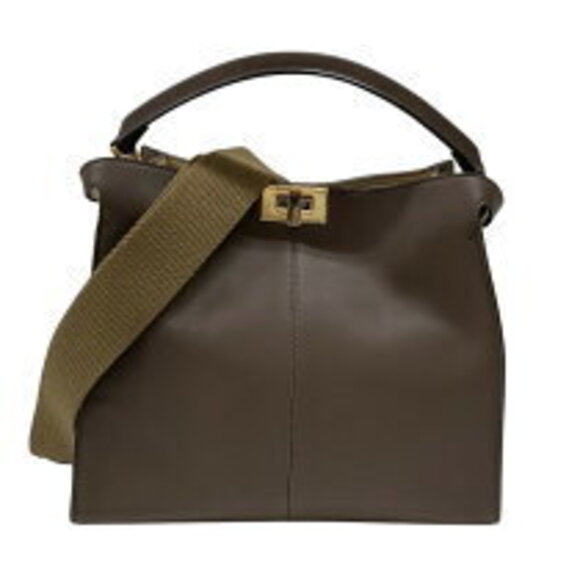 Fendi Handbags - Fendi Peekaboo Lite Brown Calfskin Shoulder Bag